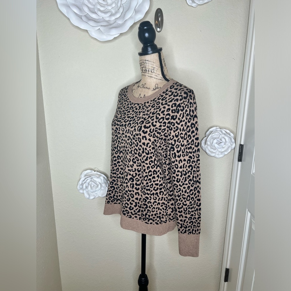 A New Day Tan & Black Leopard Animal Print Sweater Size Extra Extra Large - Picture 8 of 15